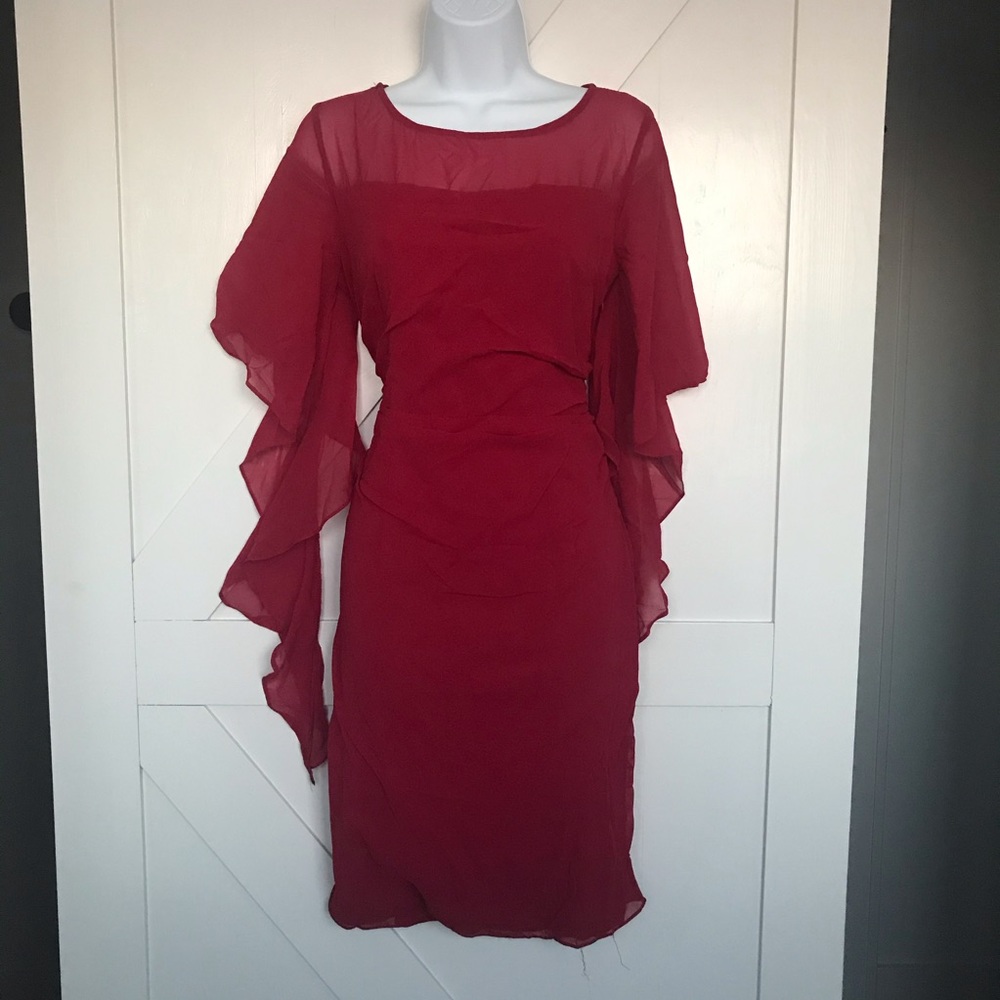 Red chiffon cocktail dress - Picture 7 of 7